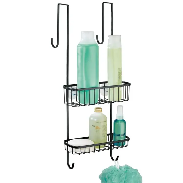 mDesign Duschorganizer Hängekorb mattschwarz 2 Körbe 54cm