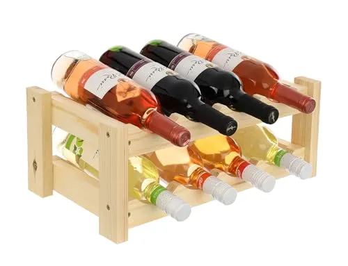 GoodFreshDecor Weinregal Holz für 8 Flaschen 43x24x17,5 cm Kiefer