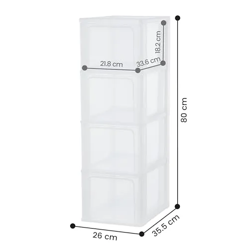 Iris Ohyama OCH-2400 Schubladenbox 4 Fächer Mattweiß A4