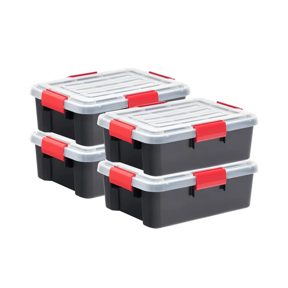 Iris Ohyama Aufbewahrungsbox 10L 4er-Set Schwarz Luftdicht
