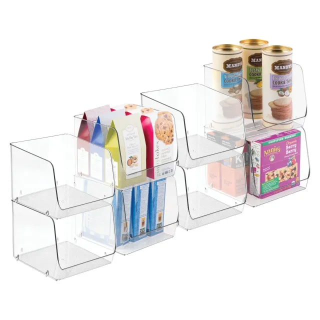 mDesign 03093 Stapelbox 8er Set transparent 19,7 cm stapelbar