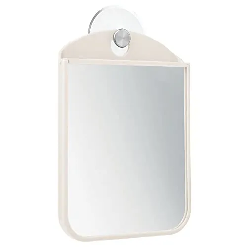 mDesign Rasierspiegel Saugnapf Duschspiegel Creme MattSilber