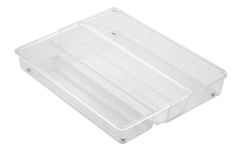 mDesign Besteckkasten ausziehbar transparent 3 Fächer