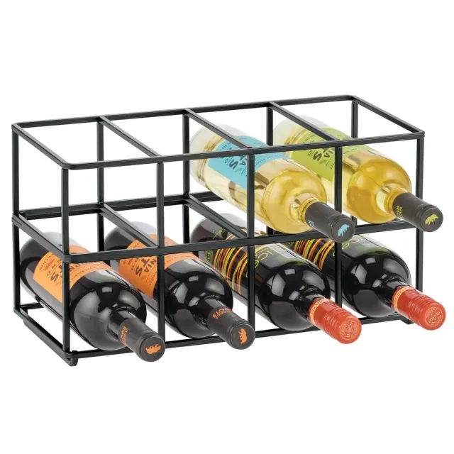 mDesign Weinregal Flaschenregal 2er-Set mattschwarz 8 Flaschen Edelstahl