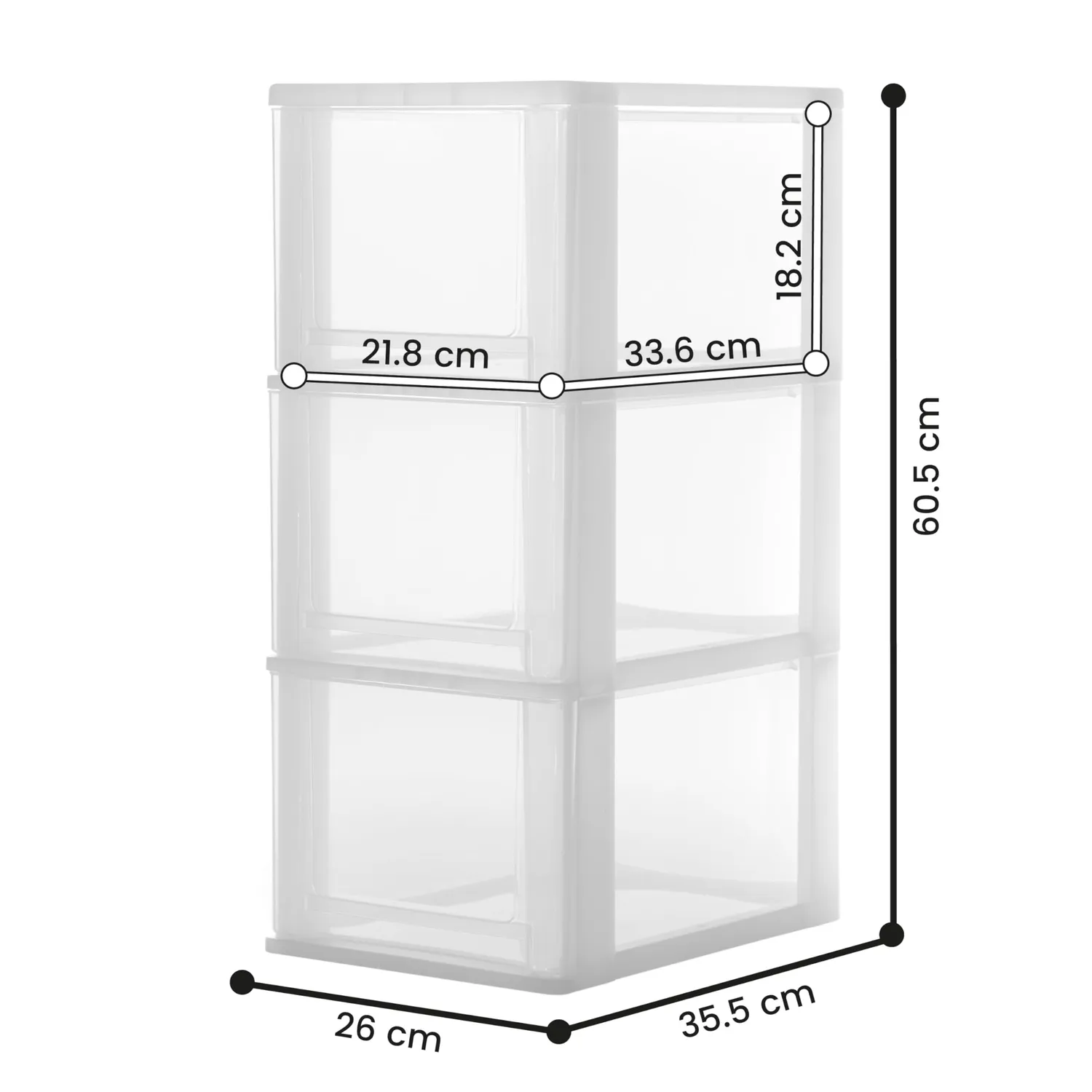 Iris Ohyama DDOCH-2300 Schubladenturm transparent 3x13L