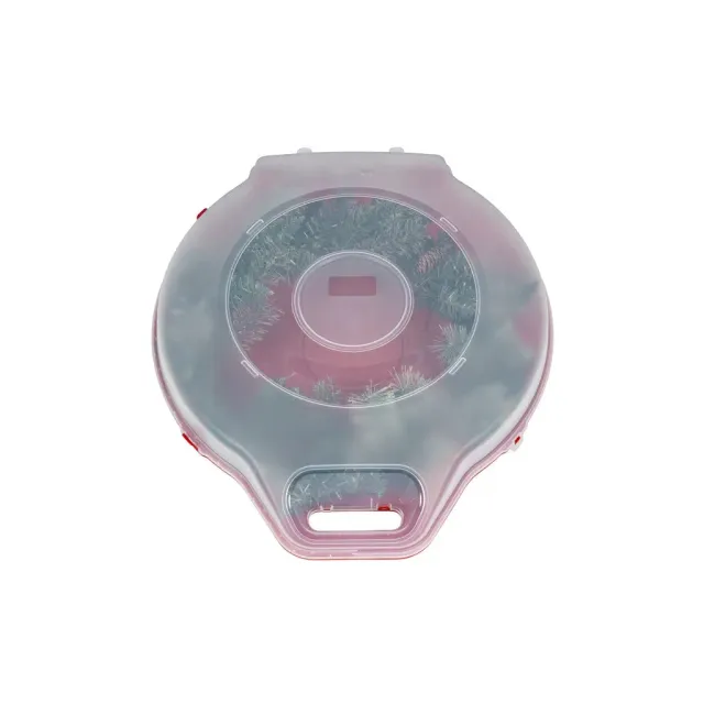 Kreher Kranzbox Rund Transparent Rot 70 cm mit Deckel