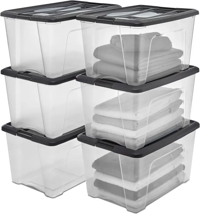 Iris Ohyama NTB-45 Aufbewahrungsbox schwarz 45L 6er-Set