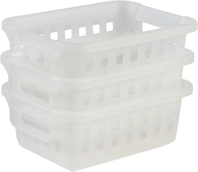 Iris Ohyama VM-20 Aufbewahrungskorb 3er-Set 4,5L transparent mit Griff