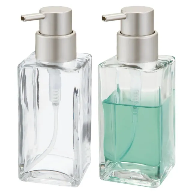 mDesign Seifenspender 2er-Set 414 ml Glas transparent