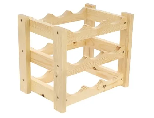 GoodFreshDecor Weinregal Holz für 9 Flaschen 34x24x29 cm Kiefer