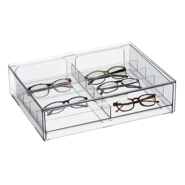 mDesign Brillenaufbewahrung 2 Schubladen weiß transparent