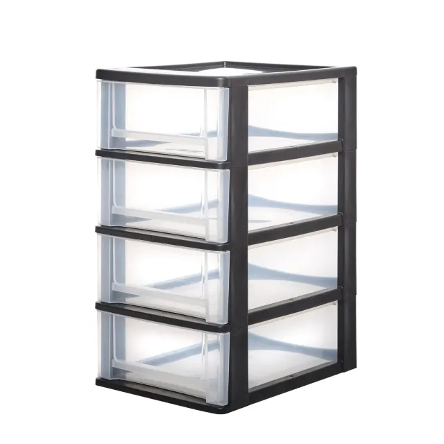 Iris Ohyama Organizer Chest DDOCH-2004 Schubladenbox Schwarz 4 Schubladen A4