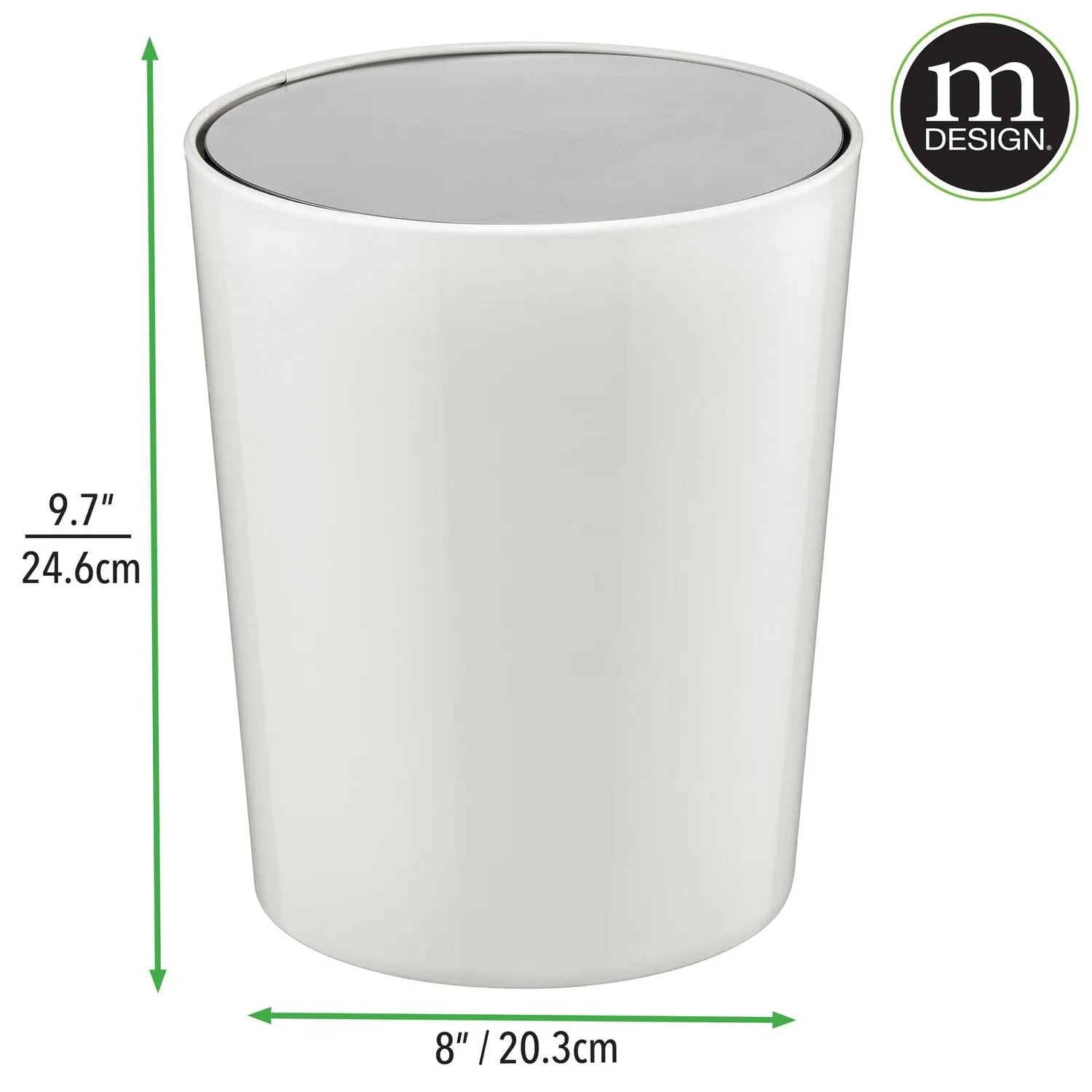 mDesign Swing Mülleimer Rund Stein Grau Schwingdeckel klein