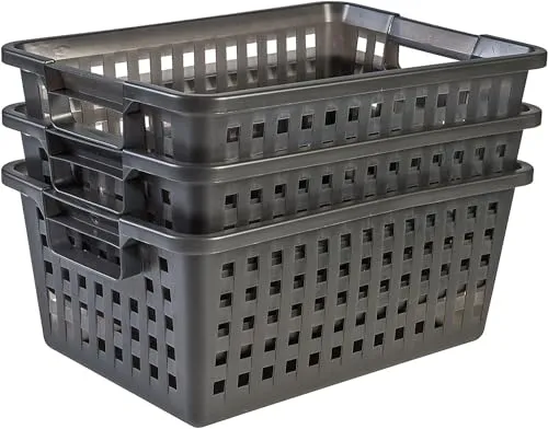 Iris Ohyama VM-40 Korb 25L 3er Set Grau stapelbar