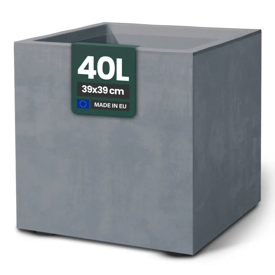Kreher Millennium Pflanzkübel 40 L eckig grau Stein