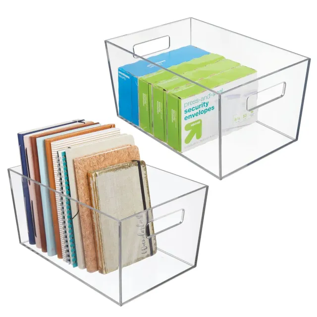mDesign Sortierbox transparent 2er-Set mit Griffen lang