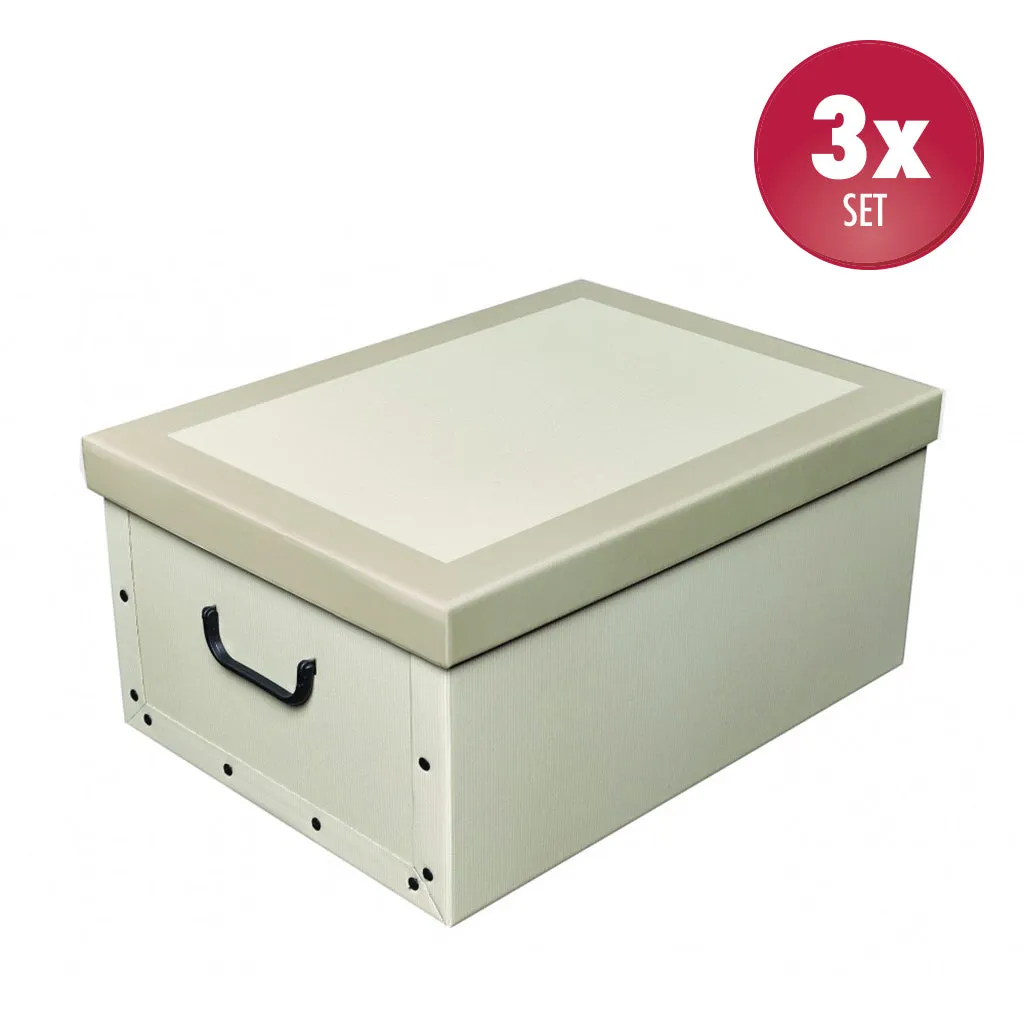 Kreher Classic White Dekokarton 40L 3er Set mit Deckel