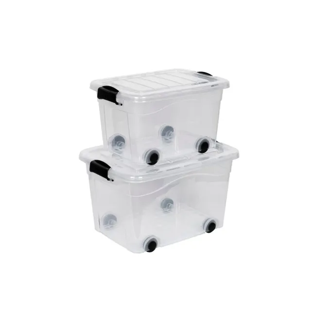 Kreher Roller Box Aufbewahrungsbox-Set transparent 20+40 L