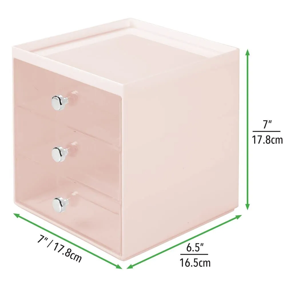 mDesign Brillenbox 3 Schubladen rosa-transparent Brillenhalter
