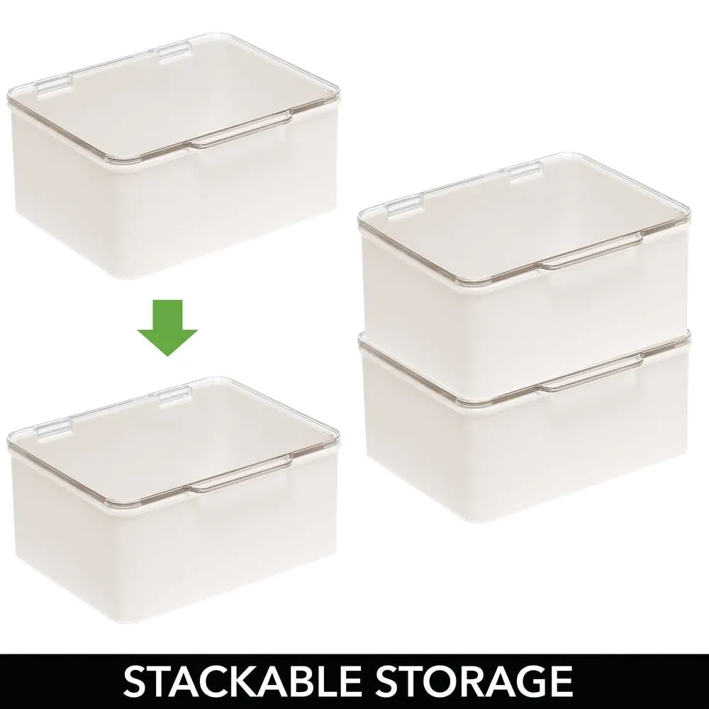 mDesign Aufbewahrungsbox mit Deckel 4er transparent stapelbar
