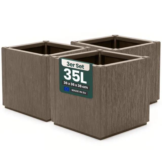 Kreher Ethica Pflanzkasten Taupe 3er-Set 35 Liter