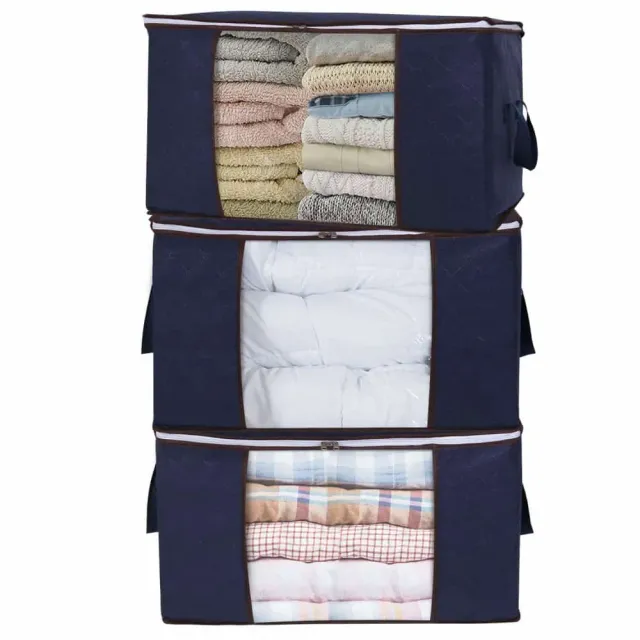 Lifewit 90L Aufbewahrungstasche Blau 3er Pack mit Fenster