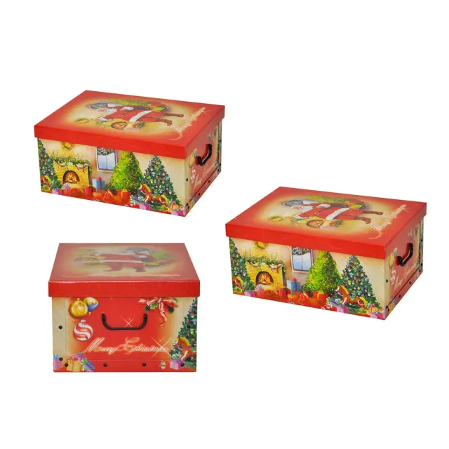 Kreher Dekokarton Weihnachtsmann Aufbewahrungsbox 3er 40 L