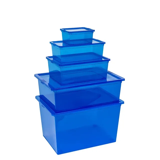 Kreher Boxen-Set Aufbewahrungsboxen 5tlg Transparent Blau XS-XL