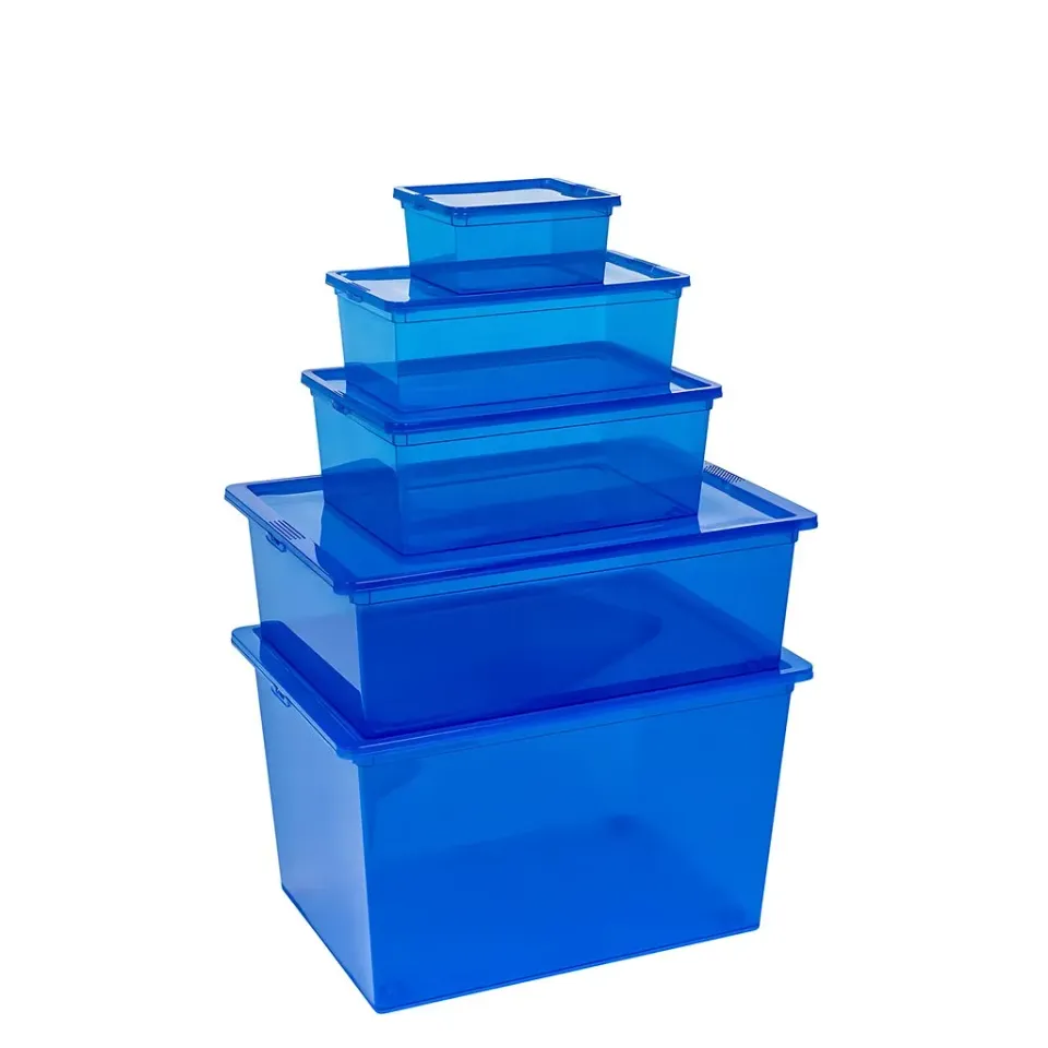 Kreher Boxen-Set Aufbewahrungsboxen 5tlg Transparent Blau XS-XL