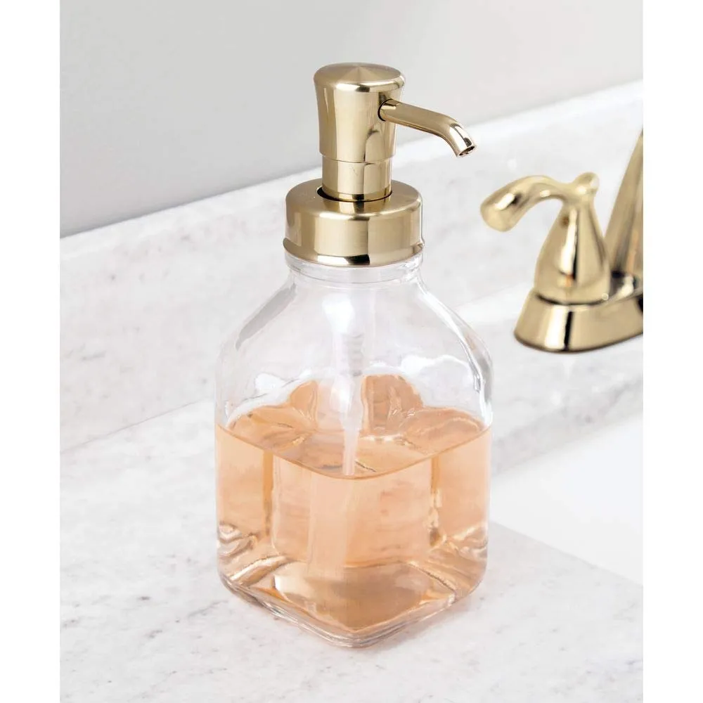 M Design Seifenspender Glas Transparent Messing 540 ml 2er-Set