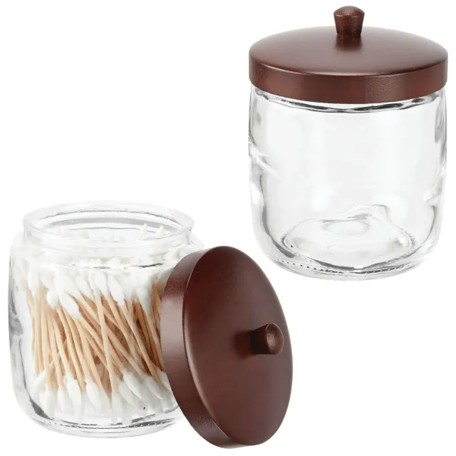 mDesign Apothekerglas Glas Bambusdeckel 2er-Set transparent