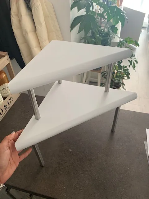 mDesign Eckregal Küche 2 Etagen Metall weiß matt 38cm