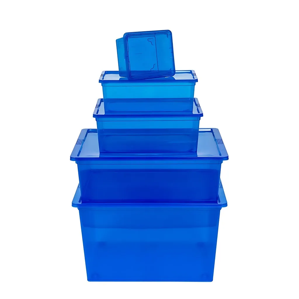 Kreher Boxen-Set Aufbewahrungsboxen 5tlg Transparent Blau XS-XL
