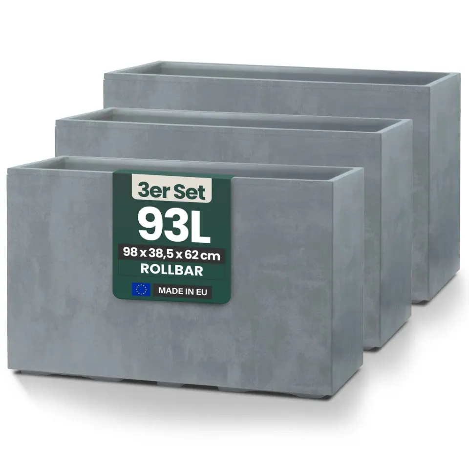 Kreher Millennium Fence Pflanzkasten Grau 93L 3er Set