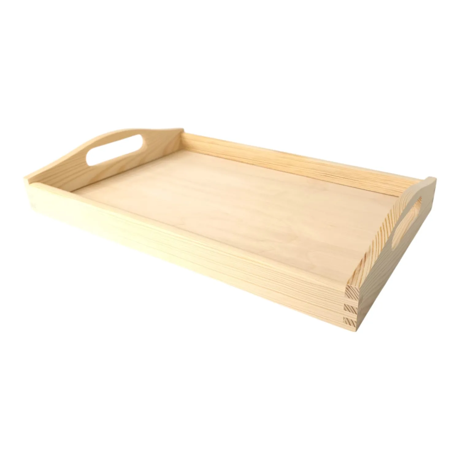 GoodFreshDecor Serviertablett Holz 40 cm braun Griffe