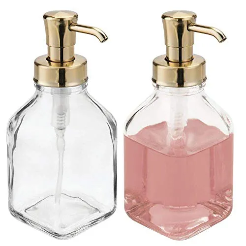 M Design Seifenspender Glas Transparent Messing 540 ml 2er-Set