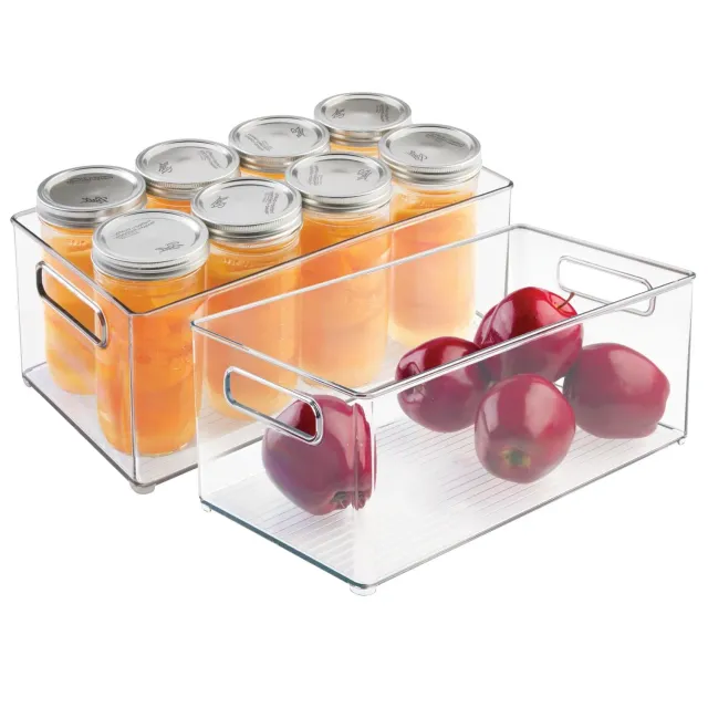 mDesign Aufbewahrungsbox transparent 2er-Pack Kühlschrankbox groß