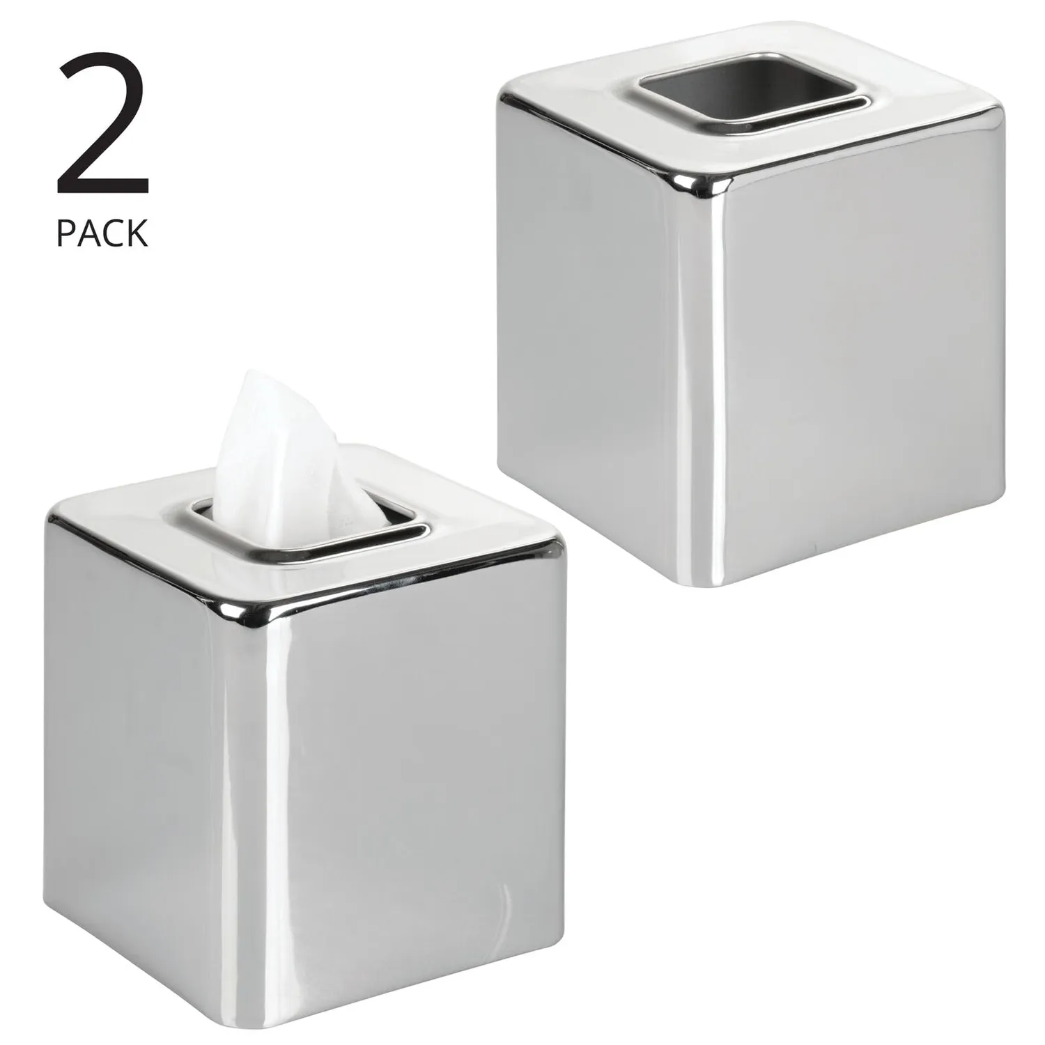 M Design 00328MDBAEU Taschentuchbox 2er-Set silberfarben Metall