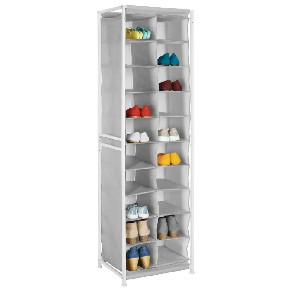 mDesign Schuhregal 20 Fächer grau Metall Textil