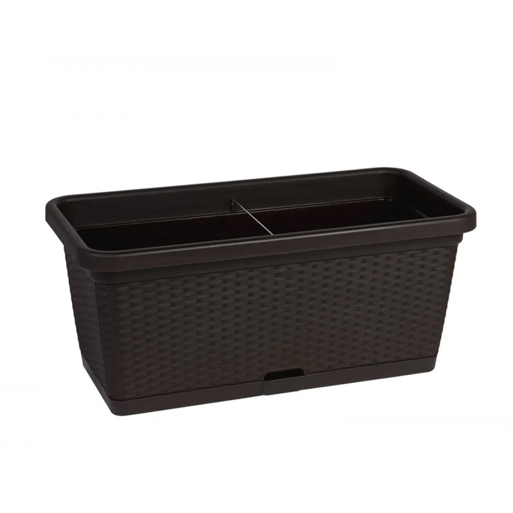 Kreher Rattan-Optik 80 cm Blumenkasten Weiß rollbar Wasserspeicher
