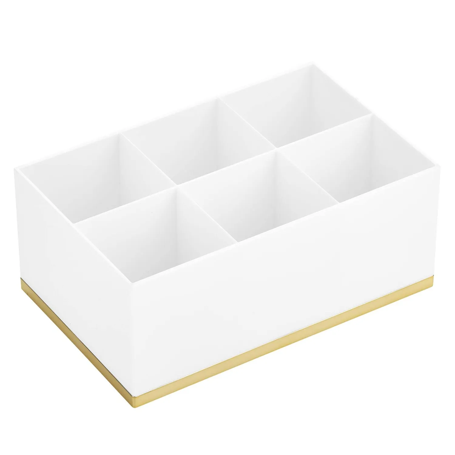 mDesign Make-up Organizer 6 Fächer weiß messingfarben Kunststoff