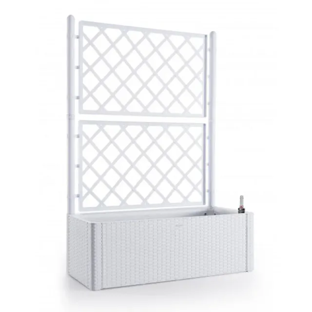 Kreher XL Spalier Rattan Pflanzkasten Weiß 90L