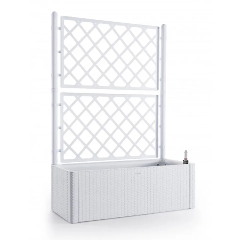Kreher XL Spalier Rattan Pflanzkasten Weiß 90L