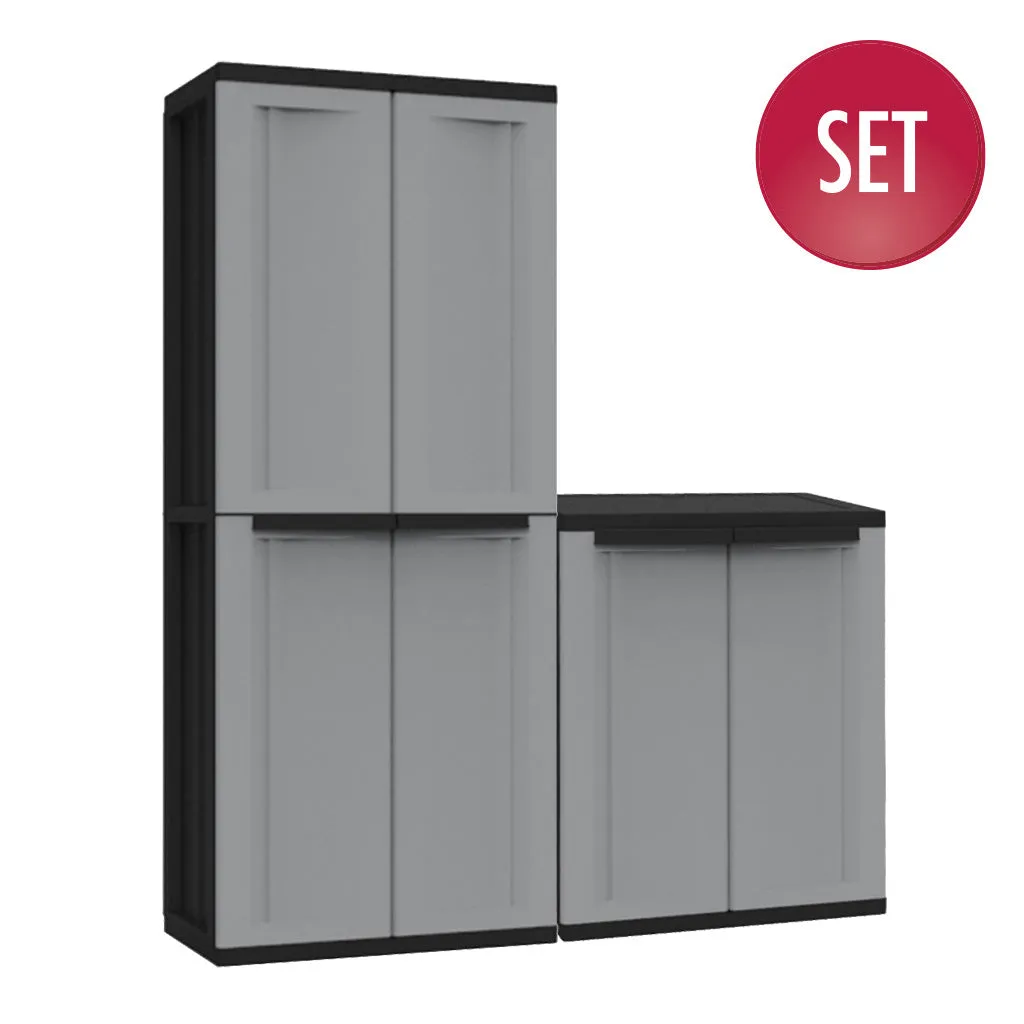 Kreher J Twist Schrank-Set Kunststoffschrank grau 2-teilig