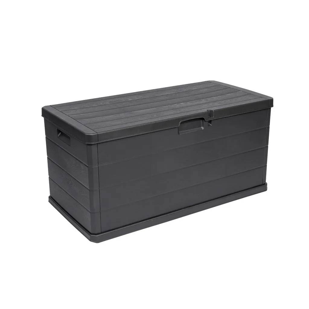 Kreher Kissenbox XXL 340L Holz-Optik anthrazit mit Rollen