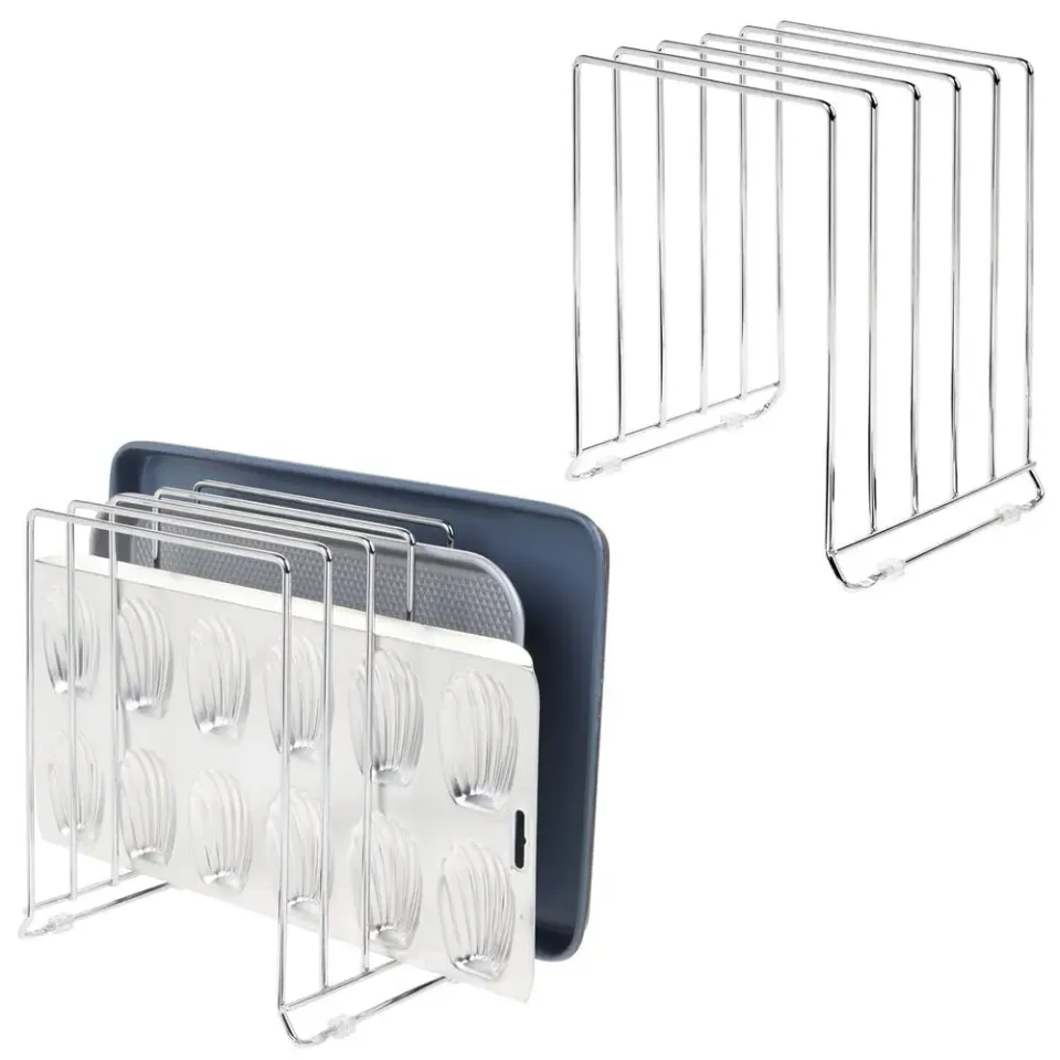 mDesign Deckelhalter Metall 2er-Set silberfarben fünffach