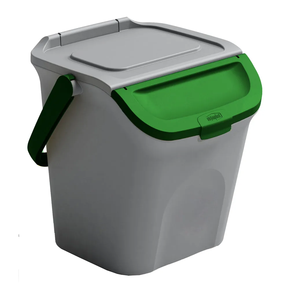 Kreher Mülltrennsystem Mülleimer 3x28L Grau Stapelbar