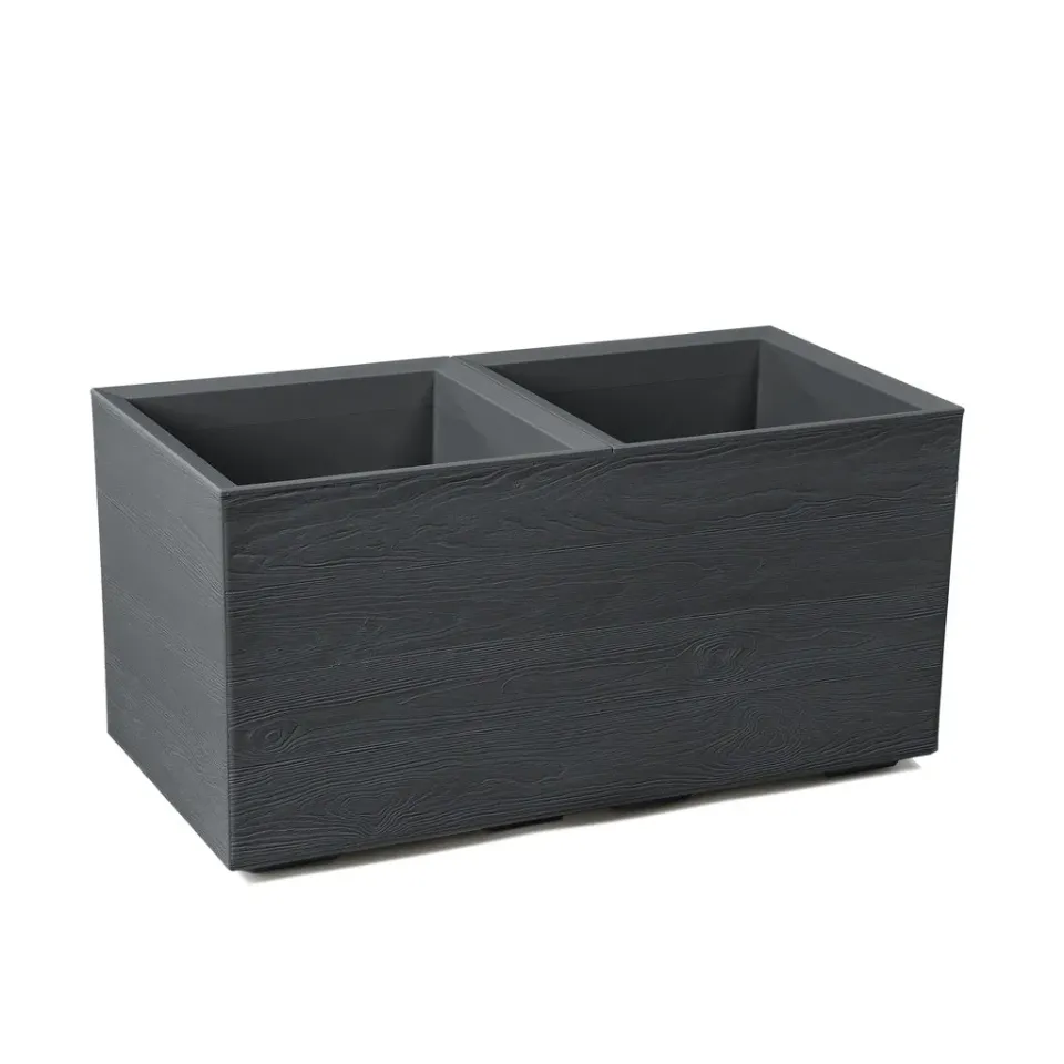 Kreher Eco Wood 80x40x40 Pflanzkübel Anthrazit rollbar 1 Stück