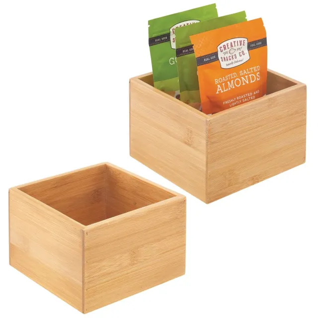 mDesign Bambus Schubladen-Organizer 15,2cm Natur stapelbar