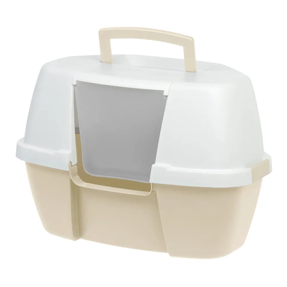 Iris Ohyama CLH-14C Eckkatzenklo mit Haube Beige geruchsneutral